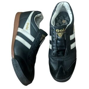 Y2K GOLA Harrier Leather Black & White Sneakers Shoes, Size Mens US 11 or UK 10